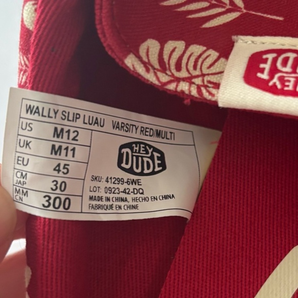 Hey Dude Wally Slip On Luau Shoes in Varsity Red - Picture 6 of 13